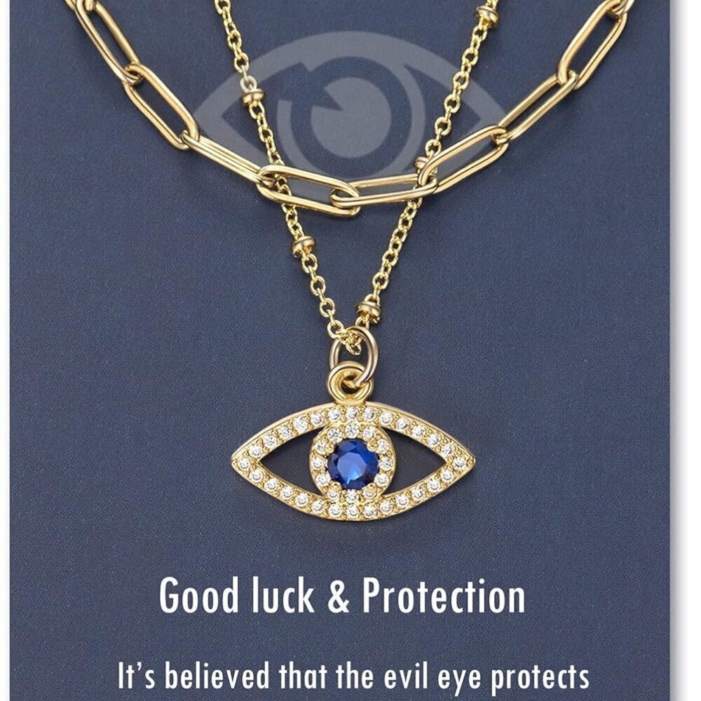 Layered Evil Eye Necklaces Gold Silver Dainty Jewelry Gift for Women Girls